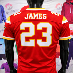 Maillot de football américain OEM, taille plus, séchage rapide, respirant, tissu 100% polyester, personnalisé, sublimé, brodé, pour joueur - Product Image 2