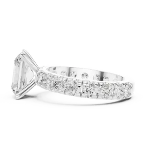 Bague de fiançailles en diamant de laboratoire taille radiant 3 carats, or massif 18 carats, certifiée IGI, avec large bande d'éternité accentuée, VVS E-F - Product Image 6