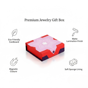 Boîte à bijoux en kraft rose bon marché en gros avec fermeture magnétique |   Emballage personnalisé gaufré avec doublure en éponge pour bagues et cadeaux - Product Image 4