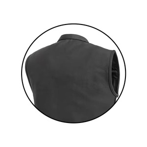 Chaleco de cuero genuino para hombre, estilo motero, con capucha, cremallera frontal, doble bolsillo, ecológico, cortavientos, para motocicleta - Product Image 5