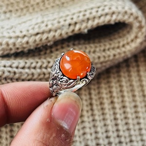 Carnelian <b>Ring</b> Boho Ethnic Brass <b>Finger</b> <b>Ring</b> Women Brass Ethnic <b>Ring</b> Oxidized Silver Finish - Product Image 1