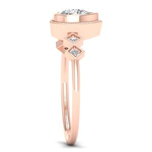 Anillos de Compromiso REYES Solitaire de Plata de Ley 925, Chapados en Oro Rosa de 14K, Corte Pera, Moissanita de 0.63Ct, Anillo de Promesa de Boda - Product Image 3