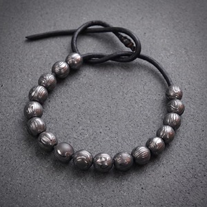 Pulsera de Acero de Damasco con Cuentas – Esferas Metálicas Audaces, Pulsera de Puño con Forma de Luna, 9mm de Ancho, 2-3mm, Regalo de Moda para Él - Product Image 4