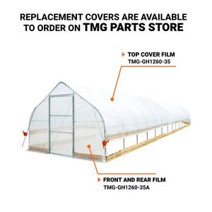 12FT X 60FT Stable Tunnel <b>Greenhouse</b> for Grow Tent 6 Mil Clear EVA <b>Plastic</b> Film Cold Frame Hand Crank Roll Peak Ceiling Roof - Product Image 3