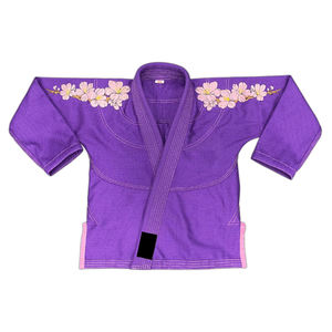 Uniforme de BJJ Morado para Mujer Five B, Kimono con Bordado de Flor de Cerezo, Gi de Artes Marciales Hecho a Mano - Product Image 1