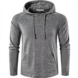 Sudadera con Capucha Gris Oscuro Premium - Sudadera Ligera con Mangas Raglán para Hombre - Top Deportivo Minimalista con Capucha - Product Image 1