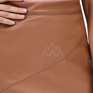 กระโปรงหนังเอวสูงสีพื้นแบบใหม่สำหรับฤดูใบไม้ร่วงและฤดูหนาว รับสกรีนโลโก้ กระโปรงหนังผู้หญิง - Product Image 6