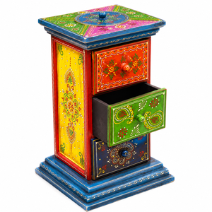 Armoire de rangement en bois artisanale |   Organisateur de décoration intérieure indien peint à la main - Product Image 1