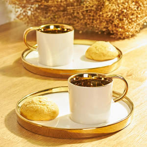 Ensemble de tasses à café et sous-tasses en céramique dorée, de luxe, personnalisées, 100cc, service moderne, en porcelaine, <span class=keywords><strong>Espresso</strong></span>, origine chinoise, turque - Product Image 2