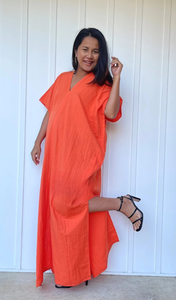 Double Gauze Cotton <b>Kaftan</b> Dress Boho <b>Kaftan</b> Relaxed Fit Summer Dress Beach Cover Up Vacation Wear Loose Fit At Cheap Price - Product Image 2