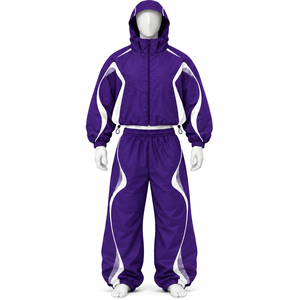 Ensemble survêtement coupe-vent surdimensionné personnalisé, tissu 100% nylon, style tendance, veste zippée imperméable et pantalon de survêtement unisexe - Product Image 6