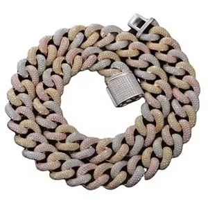 สร้อยคอแบบ Cuban Link  ขนาด 20 มม. สีเงินหรือสีทองขาว สไตล์ฮิปฮอป  แบบหนา จากอินเดีย - Product Image 4