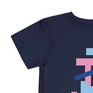 Camiseta Infantil con Estampado Gráfico Azul Marino, Cuello Redondo, Manga Corta, Algodón Suave, Informal, para la Escuela, Moda Diaria - Product Image 2