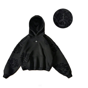 Sudadera con Capucha para Hombre de Algodón Grueso con Detalle de Chenilla Texturizada en las Mangas, Estilo Urbano, Fabricación Personalizada al por Mayor - Product Image 2