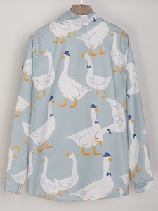 Camisa de Algodón con Estampado de Ganso Unisex, Manga Larga, Casual, con Botones, Estilo Urbano, Proveedor Mayorista OEM Personalizado, Ligera - Product Image 6