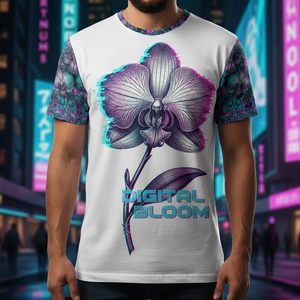 Camiseta Casual de Punto Sublimado de Alta Calidad con Estampado de Flor de Orquídea, Manga Corta de Poliéster, Diseño Gráfico Personalizado - Product Image 2
