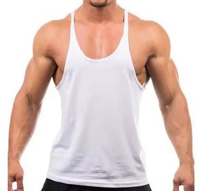 Débardeur de sport pour hommes, style stringer, rayé, noir et bleu, pour fitness et musculation, vente en gros - Product Image 2
