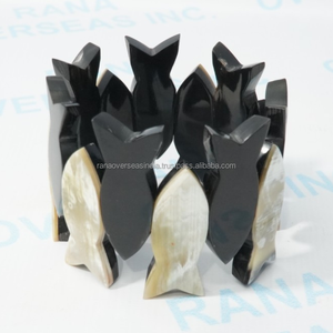 Pulsera Decorativa de Hueso con Cuentas en Forma de Pez, Joyería Bohemia Étnica Hecha a Mano, Elástica y Moderna para la Muñeca - Product Image 2
