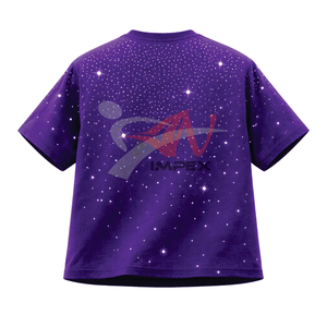 T-shirt pour homme en coton 100% avec strass violets, style streetwear décontracté, tee-shirt oversize, mode estivale, t-shirt graphique pour homme, style hip hop - Product Image 3