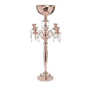 Fabulous Design <b>Candelabra</b> With Crystal Chains In Metal Rose Gold Color <b>Candelabra</b> For Wedding Events Use - Product Image 1