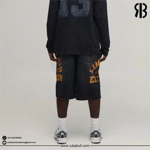 Shorts amples vintage noirs personnalisés Rubabull pour homme, imprimés, style streetwear, décontractés, unisexes - Product Image 2