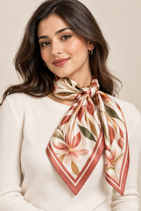 Elegant Floral Printed Polyester <b>Square</b> <b>Scarf</b> Women Fashion Accessory Multi-Functional Promotion Outdoor All Seasons - Product Image 4