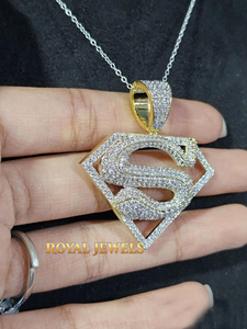 Pendentif Lettre Bouclier Hip Hop Personnalisé en Moissanite, Bijou Charme en Argent Sterling 925 Plaqué Or Rhodié - Product Image 2