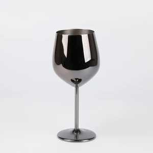 Verre à vin en acier inoxydable noir mat de qualité supérieure, gobelet en métal plaqué, incassable, avec pied, pour cocktails et vin - Product Image 2