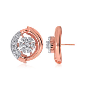 Boucles d'oreilles clous en or rose 18 carats avec diamants de laboratoire taille brillant rond, bijoux classiques pour femme à porter au quotidien - Product Image 3