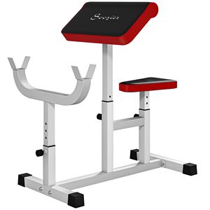 Panca Preacher Curl Regolabile Bianca da 265 libbre per Allenamento Bicipiti con Bilanciere e Manubri, Stazione Isolata per Braccia Sedute per l'Allenamento della Forza - Product Image 1
