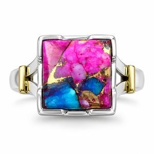 Pink Oyster <b>Turquoise</b> <b>Ring</b> Oyster <b>Turquoise</b> Handmade Gemstone Statement <b>Ring</b> Boho Pink <b>Turquoise</b> Jewelry Wholesale - Product Image 2