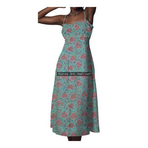 Nouvelle Robe sans Manches à Bretelles Fines, Imprimée à la Main au Bloc, Style Streetwear, Confectionnée sur Mesure, pour la Revente aux Clients de Boutiques - Product Image 6