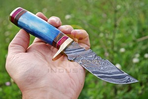 Cuchillo de Caza de Acero de Damasco Hecho a Mano, Más Vendido, con Mango de Hueso y Funda de Cuero, Cuchillo de Supervivencia para Acampar al Aire Libre con Afilado Extremo - Product Image 2