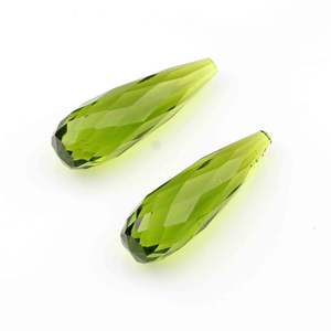 Excelente Corte de Cuarzo Peridoto 10x30mm, Facetado, Largo, en Forma de Gota, Perforado, para Fabricación de Joyas, Suministro de Gemas Sueltas - Product Image 4