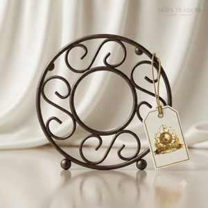 Sous-plat en cuivre orné de filigrane, motif boussole ovale, résistant à la chaleur, pour cuisine et salle à manger - Product Image 2