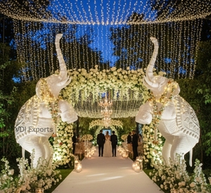 Grand Luxury Resin <b>Elephant</b> Statue Handmade Modern Royal Wedding Entrance Aisle Walkway <b>Decor</b> Premium Decorative Sculpture - Product Image 3