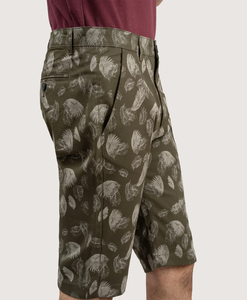 Shorts d'été pour hommes à succès – Bermuda imprimé motif feuilles vert olive, décontracté, taille mi-haute, avec boutons et poches - Product Image 4
