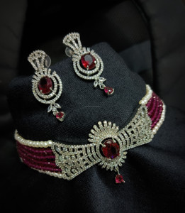 Conjunto de joyería nupcial de diamante americano clásico, collar y pendientes de dos piezas para boda, estilo clásico de moda - Product Image 1