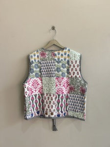 Veste matelassée en coton patchwork réversible pour femme, gilet - Product Image 6