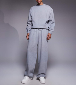 Ensemble de survêtement décontracté pour homme avec logo personnalisé, en molleton épais 480 GSM, séchage rapide, sweat-shirt et pantalon de survêtement, en coton/polyester tricoté uni - Product Image 1