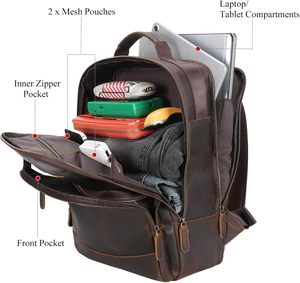 Full Grain Leather Laptop <b>Backpack</b> for Men 15.6 Inch Vintage Computer Work <b>College</b> Casual Daypack - Product Image 3