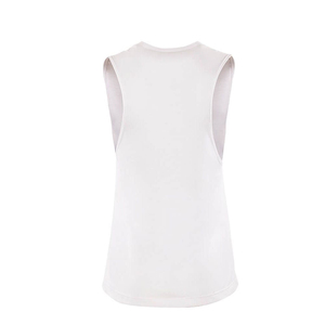 Women's White Knitted O-Neck Sleeveless Moisture-Wicking Tank <b>Top</b> with Front Logo Minimalist Solid Color Regular Length - Product Image 2