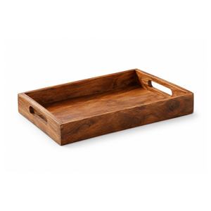 Bandeja de Servir de Madera de Acacia Premium |   Regalo de Boda Multifuncional Hecho a Mano con Laterales Elevados y Asas Recortadas para Café/Té - Product Image 1