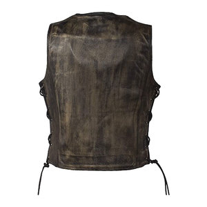 Veste en cuir pour motards sur mesure pour hommes, veste sans manches pour la conduite à moto, cuir véritable, OEM ODM, étiquette privée, vente en gros - Product Image 2