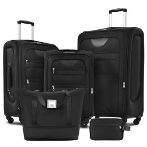 Set di valigie da 3 pezzi espandibile in Softside borsone da viaggio leggero con Spinner in posizione verticale per viaggi - Product Image 1