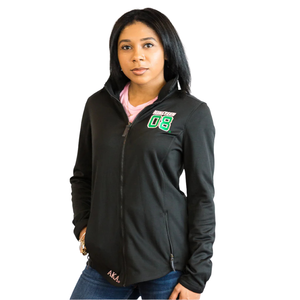 AKA 1908 Smooth Fleece Jacket Black Full Zip Women Lightweight Soft Warm Embroidered Casual Outdoor <b>Athletic</b> Everyday Wear - Product Image 1
