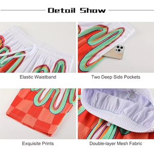 Compre Ahora Pantalones Cortos Deportivos de Malla con Estampado de Llamas para Hombre, Transpirables, de Secado Rápido, Casuales de Verano, con Logotipo Personalizado, Proveedor Mayorista OEM ODM - Product Image 6