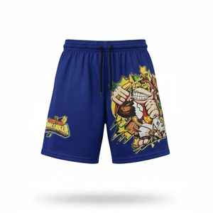 Custom Sublimation Printed Solid Men's Basketball Shorts Breathable Quick Dry High Street Style Double <b>Layer</b> Mesh Shorts - Product Image 3