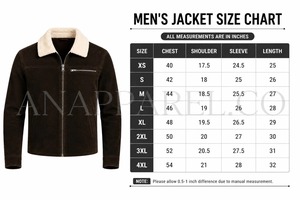 <b>Men's</b> Brown <b>Suede</b> Leather <b>Jacket</b> Stand Collar Breathable Zipper Closure Windproof Casual Winter Coat Regular Fit High Street - Product Image 5