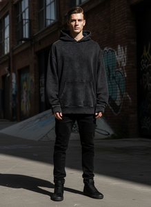 Sudadera con Capucha Unisex OEM, Estilo Vintage, Lavado Ácido, Desgastada, de Algodón Grueso, con Efecto Desgastado por el Sol, Estilo Urbano, Hip-Hop - Product Image 2